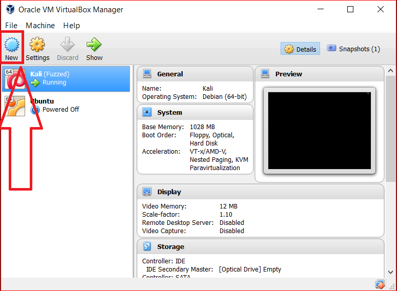 VirtualBox Screen